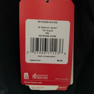 North Face Resolve Jacket Black Size XXL Brand New